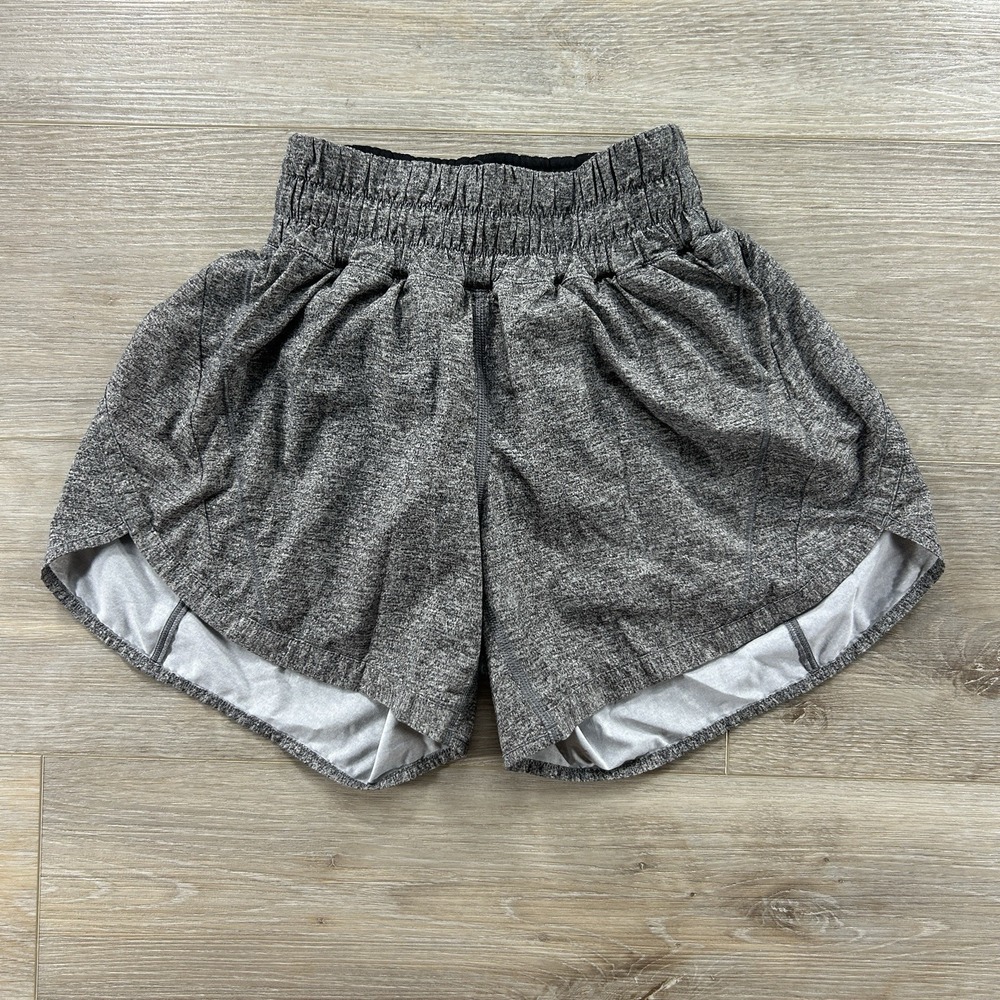 Lululemon Size 2 Mid Rise Track That 5" Shorts Heather Lux Multi Black Grey